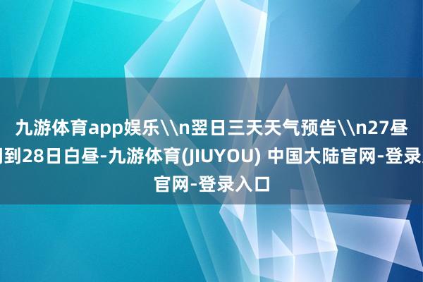 九游体育app娱乐\n翌日三天天气预告\n27昼夜间到28日白昼-九游体育(JIUYOU) 中国大陆官网-登录入口