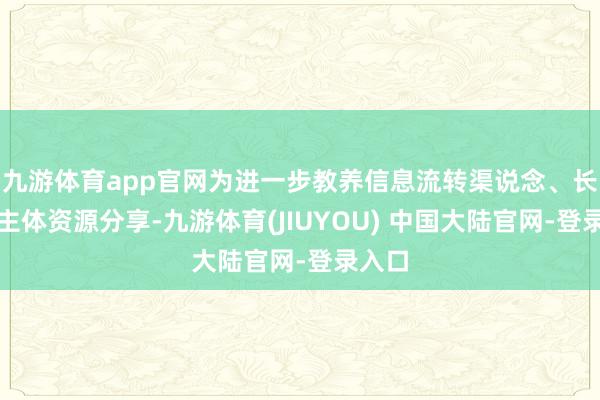 九游体育app官网为进一步教养信息流转渠说念、长远跨主体资源分享-九游体育(JIUYOU) 中国大陆官网-登录入口
